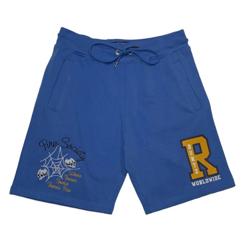 NEW RUNTZ fire society knit shorts in light blue